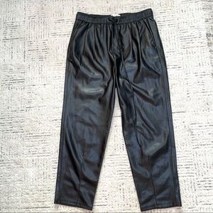 Zara vegan leather high waist pants sz s small loose fit (ю2058)
